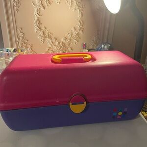Caboodles Pink and Purple Organizer with Yellow Handle